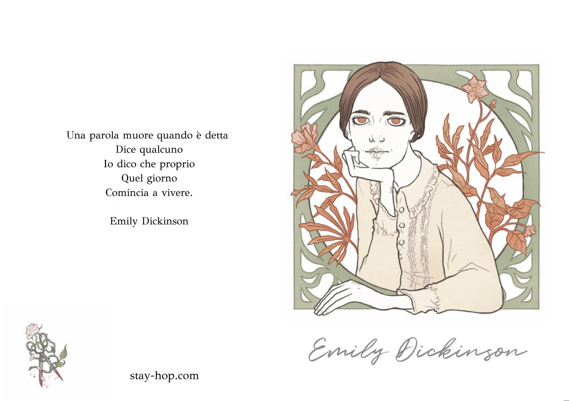 Biglietto Emily Dickinson - Una parola muore - Lucrèce