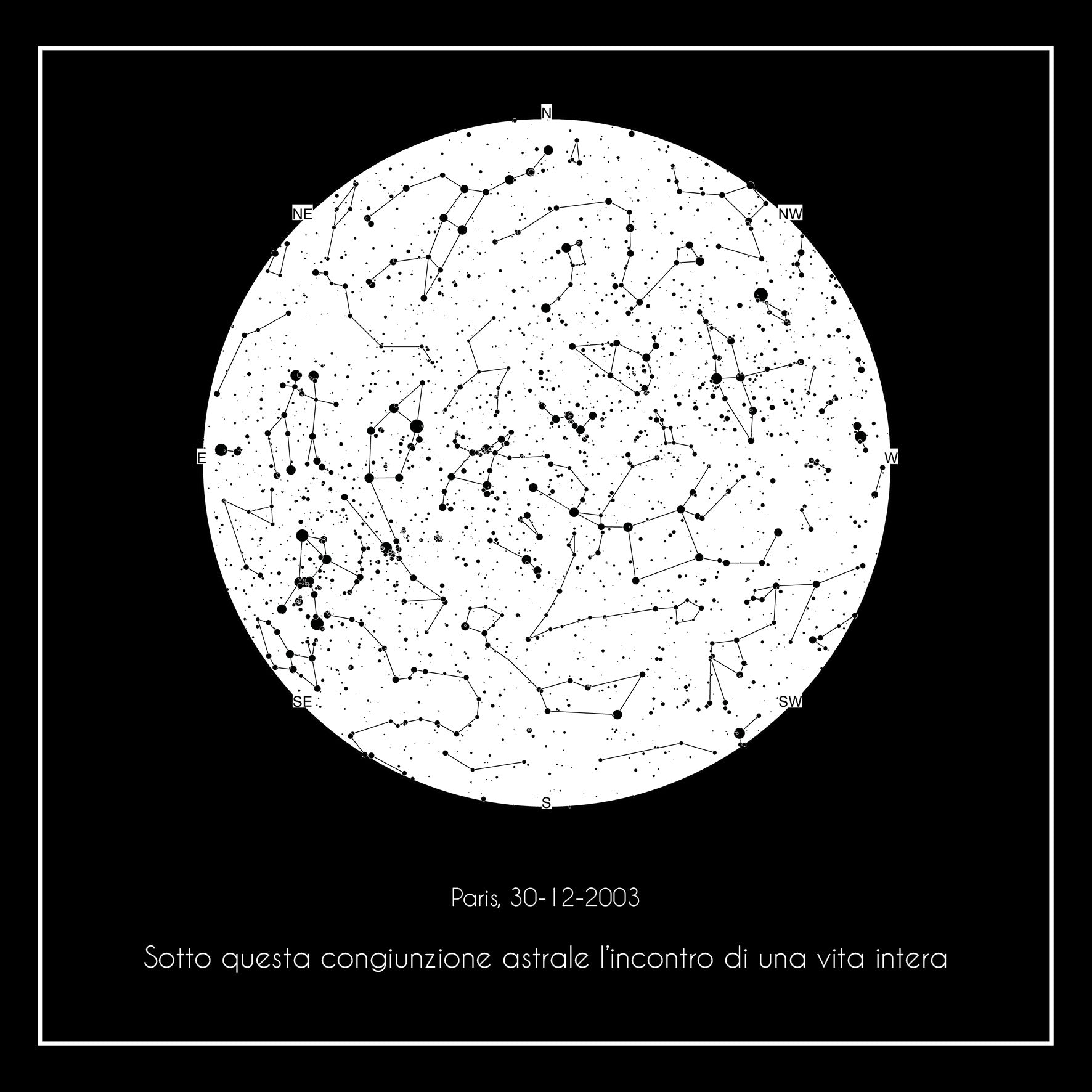 Mappa stellare 30x30 cm senza nome costellazioni con bordino