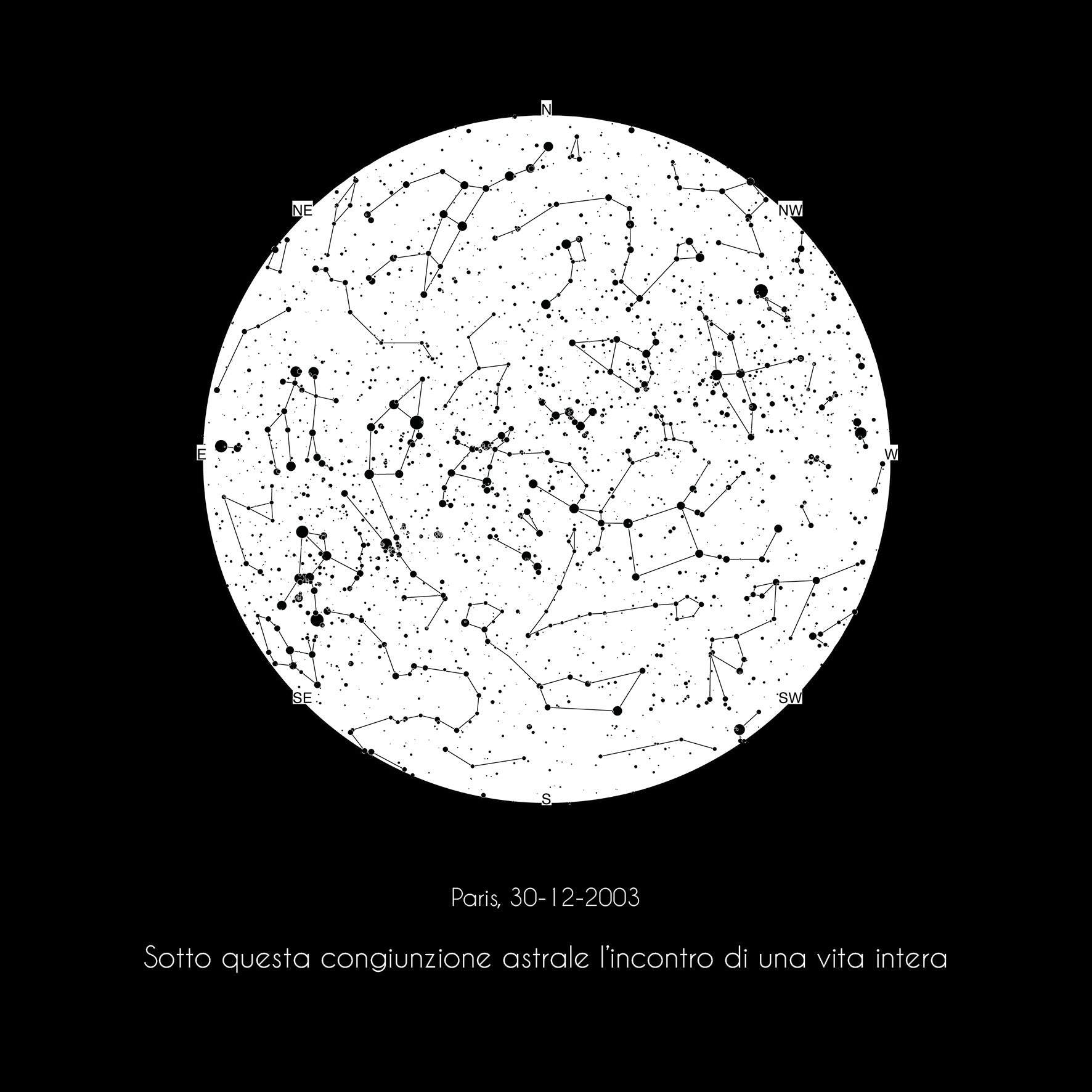 Mappa stellare 30x30 cm senza nome costellazioni