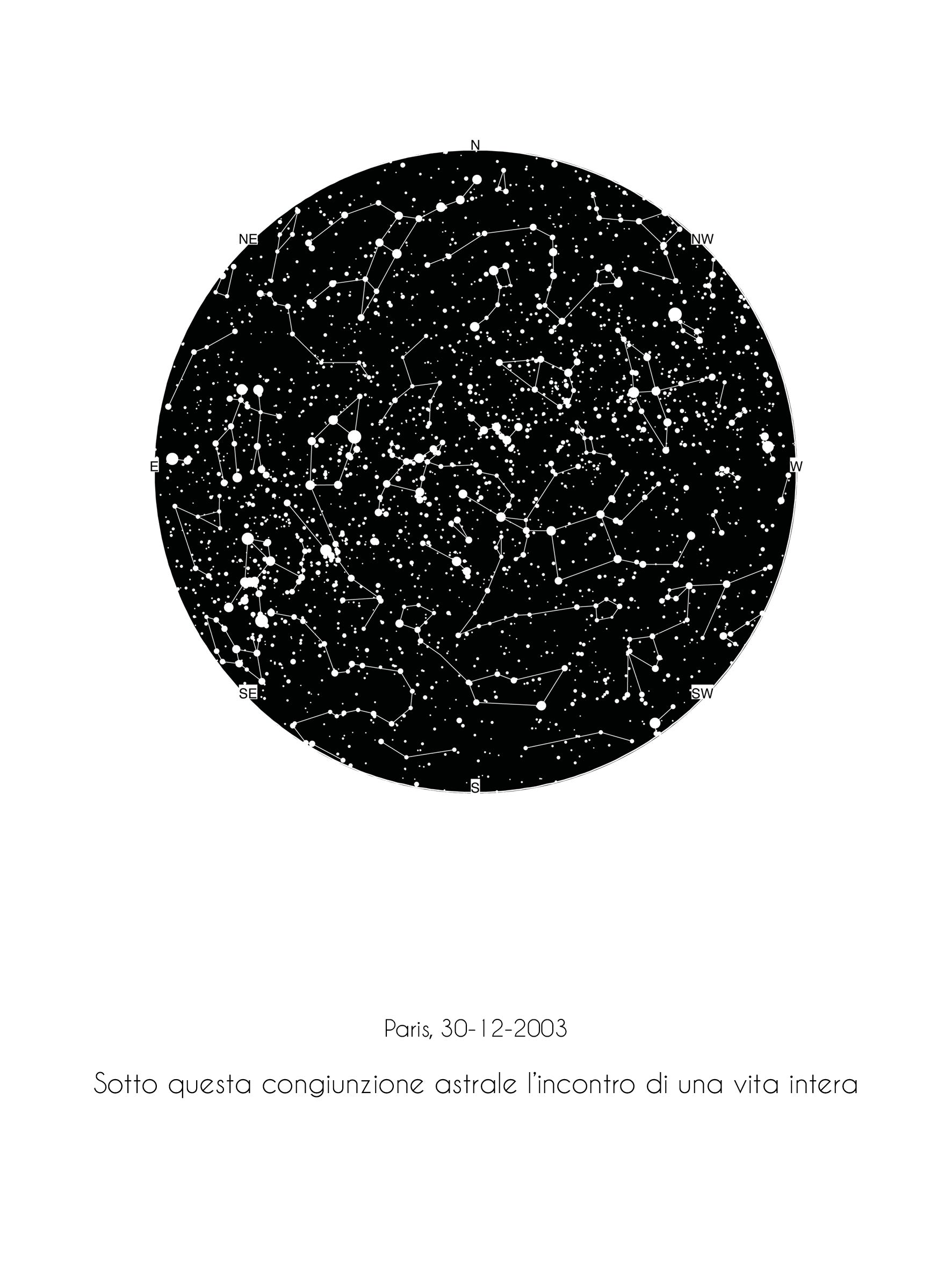 Mappa stellare 30x40 cm senza nomi costellazioni
